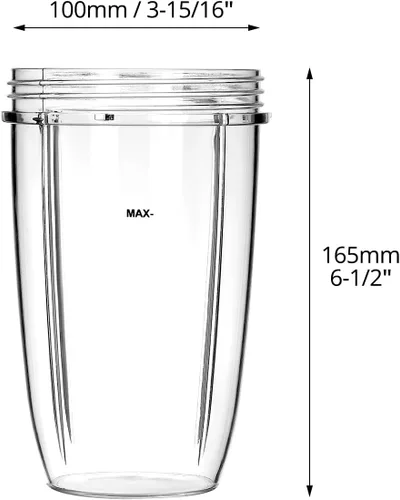 Miniatura 6 de QWORK Vaso de repuesto de 24 onzas, compatible con sistemas de mezcladora/mezcladora de 600 W y 900 W, paquete de 2 unidades, de plástico, apto