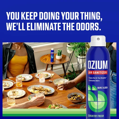 Miniatura 2 de Ozium Spray desinfectante de aire, eliminador de olores de habitación para el hogar, automóvil y oficina, limpiador de aire fresco campestre, lata