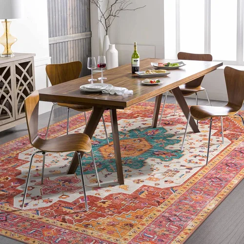 Miniatura 63 de Moynesa Alfombra de pasillo ultra fina lavable de 2 x 6 pies, antideslizante, resistente a las manchas, alfombra vintage que no desprende para Gris