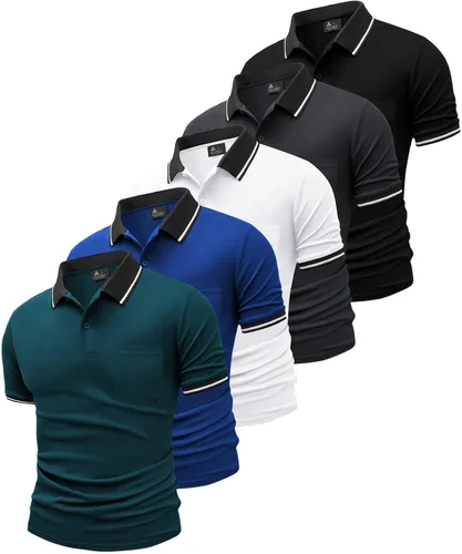 Miniatura 10 de GEEK LIGHTING Paquete de 5 camisas polo para hombre con bolsillo