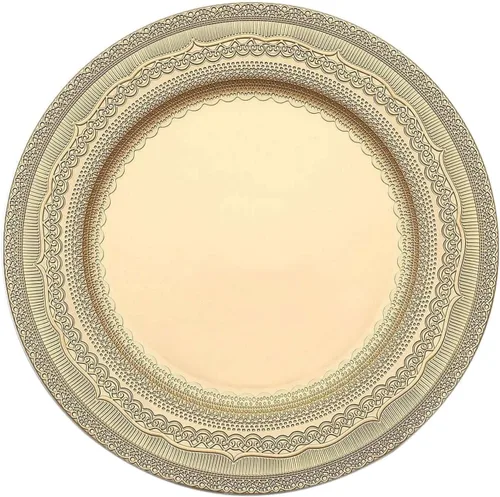 Miniatura 7 de Efavormart - Paquete de 6 platos de carga de plástico acrílico con relieve de encaje rústico dorado de 13 pulgadas