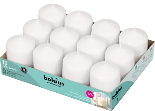 Miniatura 9 de BOLSIUS 12 velas blancas de pilar a granel, juego de velas sin perfume de 2.3 x 4.7 pulgadas, 33 horas de combustión limpia, sin aceite de palma, 0%