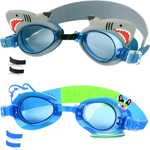 Miniatura 12 de Paquete de 2 gafas de natación para niños, sin fugas, antiniebla, impermeables, ajustables, para niños de 2 a 14 años
