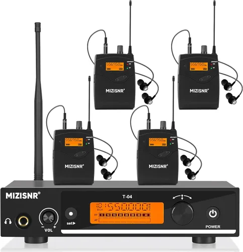 Miniatura 10 de Sistema de monitor inalámbrico en el oído, sistema IEM mono UHF Pro con transmisor de metal, 1 receptor de cuerpo con auriculares de monitor, 100