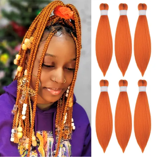 Miniatura 86 de Cabello estirado de fibra Kanekalon para trenzar con cabello humano, color oro rosado, 30 pulgadas