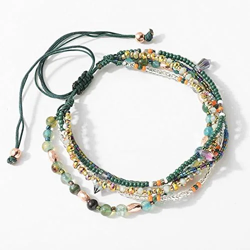 Miniatura 4 de Joya Gift Handmade Adjustable Wrap Bracelet Bohemian String Braided Beads Anklets Gifts for Women Girls