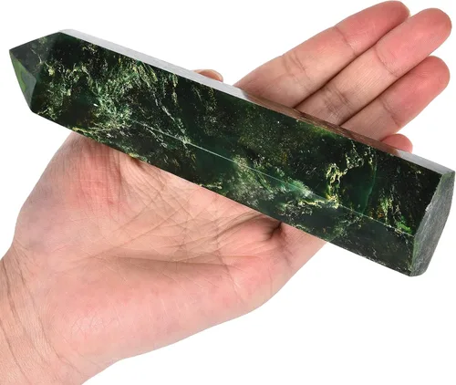 Miniatura 33 de AMOYSTONE Obelisco de Piedra de Sangre Africana Varita de Cristal Curativo Grande Torre Columna Facetada de 6 Lados Reiki Chakra Meditación Terapia