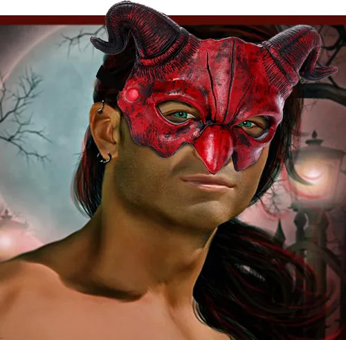 Miniatura 4 de Soochat Máscara de diablo de demonio, máscara de media cara aterradora para cosplay, Halloween, fiesta de disfraces, accesorios de fiesta