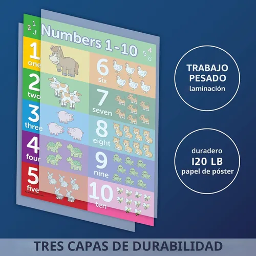 Miniatura 3 de Palace Learning Paquete de 4 – alfabeto ABC + números 1 – 10 + formas + colores – Gráficos educativos para niños pequeños