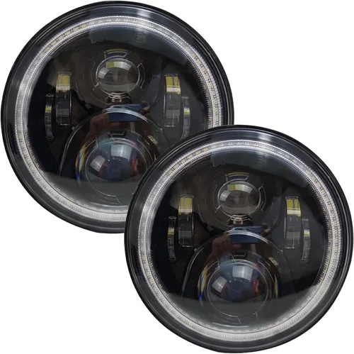 Miniatura 6 de Faros redondos LED de 7 pulgadas con halo DRL blanco, señal de giro ámbar, compatibles con JK JKU TJ