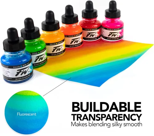Miniatura 4 de Daler Rowney FW - Juego de tinta acrílica NEON (6 x 29.5 ml)