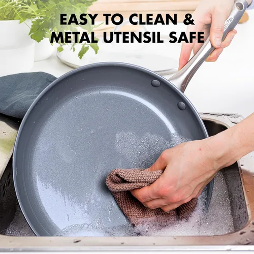Miniatura 8 de GreenPan Lima Juego de Utensilios de Cocina de Cerámica Antiadherente Saludable Anodizada Dura de 12 Piezas Ollas y Sartenes, Libre de PFAS, Seguro