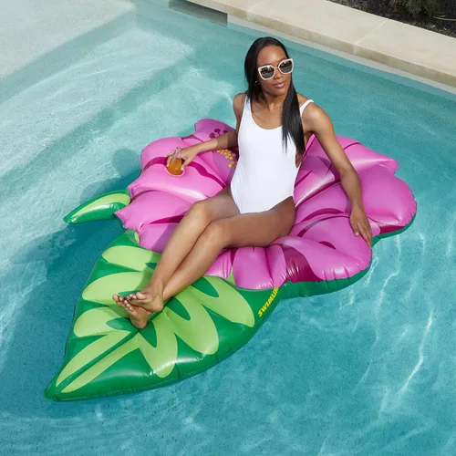 Miniatura 5 de SWIMLINE Flotador Inflable para Piscina Tumbona Balsa Colchón, Colchoneta Divertida, Flor de Hibisco, Morado jamaica (Hibiscus Flower)
