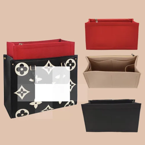 Miniatura 5 de Organizador de bolso con cremallera, organizador de mano para LV ONTHEGO (L,(14.5x6.7x7.8), beige)