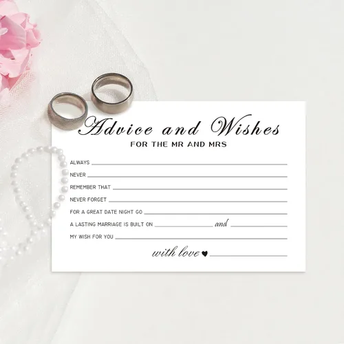 Miniatura 3 de Tarjetas de consejos y deseos para las nuevas parejas, señor y señora, novia y novio, recién casados, 50 tarjetas perfectas de consejos de boda