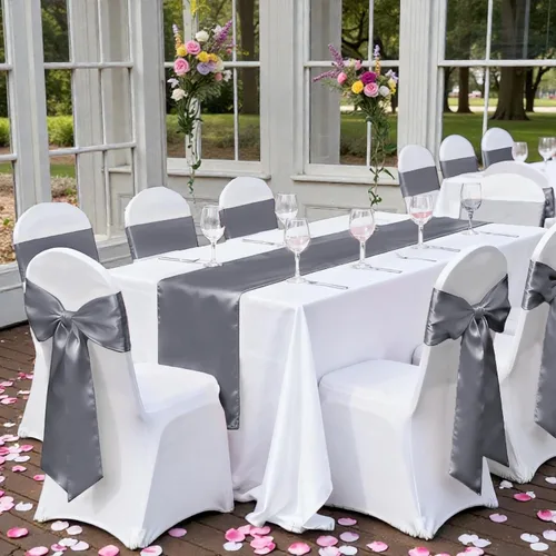 Miniatura 235 de mds - Lote de 10 lazos de satén para sillas de boda y eventos, para decoración de fiestas, 30 colores, Satin, 10 Verde oliva