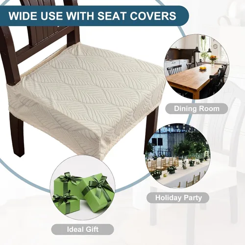 Miniatura 8 de Fundas de asiento para silla de comedor, extraíbles y lavables, juego de 2, fundas de cojín de asiento de silla de jacquard, protectores