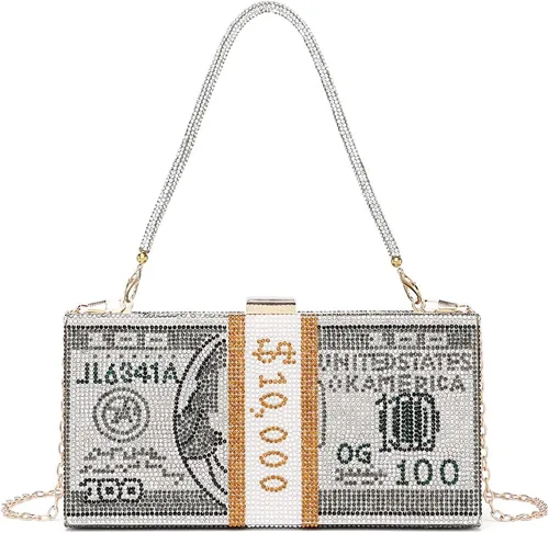 Miniatura 8 de Covelin Bolso de mano Dollar para mujer, bolso de noche con diamantes de imitación