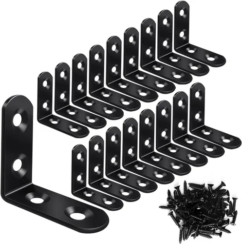 Miniatura 10 de Vicuna R 18 soportes en L, soporte de esquina de acero inoxidable para madera, soporte de metal en ángulo recto para muebles con 72 tornillos
