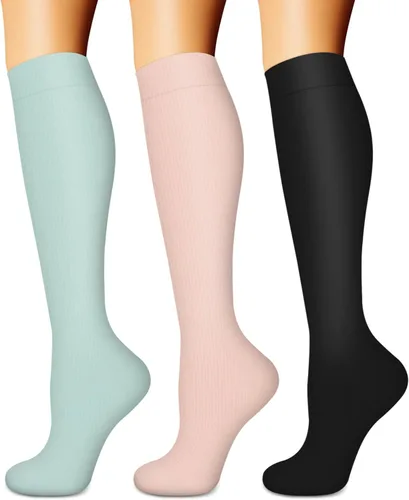 Miniatura 60 de Calcetines de compresión para mujeres y hombres (3 pares) – El mejor apoyo para enfermeras, correr, senderismo, recuperación y calcetines de vuelo