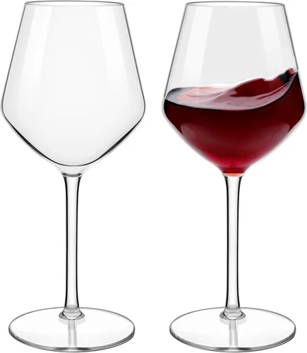 Juego de 2 copas de vino tinto y blanco de 18.5 onzas, aptas para lavavajillas, vasos de plástico tritán para fiestas, piscina, boda, hogar