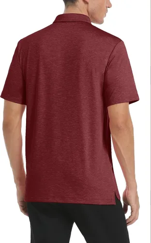 Miniatura 3 de TACVASEN Polo de golf para hombre, mangas de 3 botones, estilo casual, senderismo, con cuello