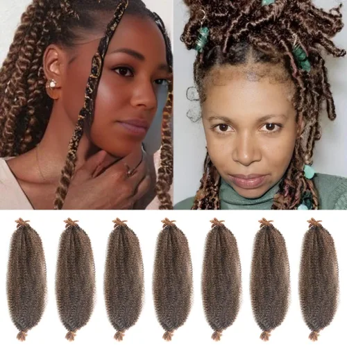 Miniatura 36 de 3 paquetes de cabello trenzado Marley Twist de 8 pulgadas, cabello afro twist elástico preseparado para rastas suaves de imitación, cabello