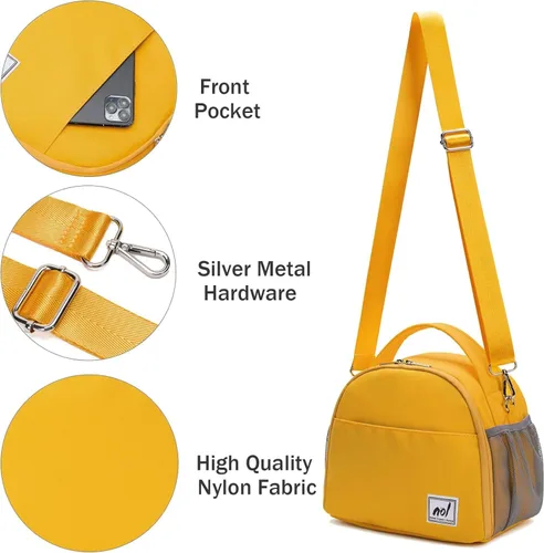 Miniatura 4 de NOL Natural Organic Lifestyle Bolsa de Almuerzo Aislada Bolsa Refrigeradora para Mujeres de Nylon Impermeable Ligera Caja de Almuerzo Organizadora