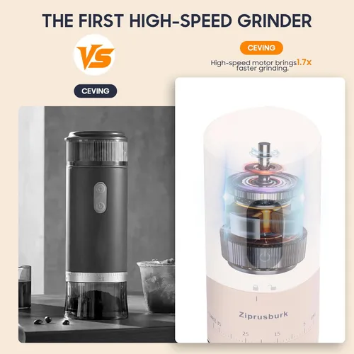 Miniatura 2 de First Grind - Molinillo de café recargable mientras se carga, molienda 1.7 veces más rápida con molinillo de café eléctrico portátil con 38 ajustes