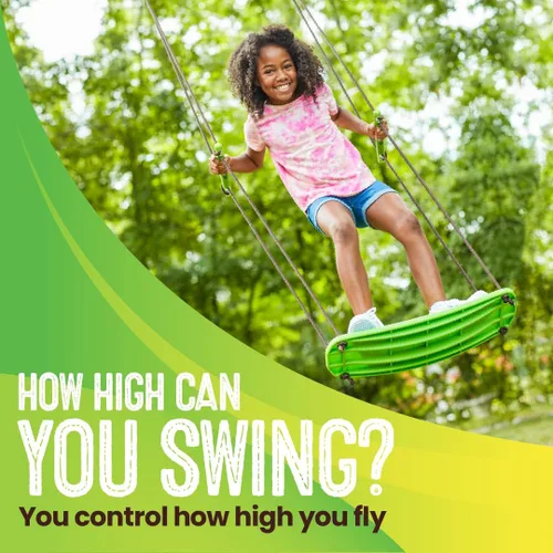 Miniatura 6 de Swurfer Kick Stand Up Surfing Tree Swing Outdoor Swings for Kids Up to 200 Lbs - Hang from Up to 10 Feet High - Includes 24" SwingBoard, UV Verde