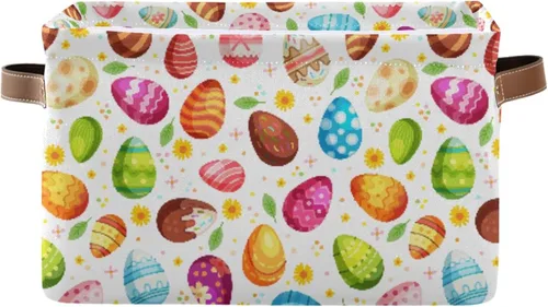 senya Canasta de Pascua, Huevos de Flores de Pascua de Tela Plegables, Contenedores de Almacenamiento Desplegables, Bolsa Organizadora para Huevos