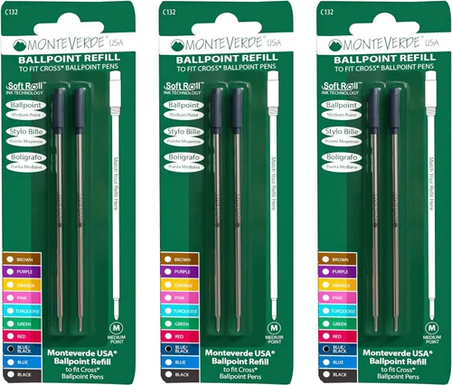 Miniatura 30 de Monteverde Recambios de bolígrafo suave USA para adaptarse a bolígrafos cruzados, punta media, tinta morada, paquete de 2 – Rendimiento de escritura