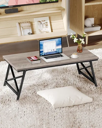 Miniatura 6 de CHOEZON Mesa auxiliar plegable de 41.3 pulgadas con hebillas de seguridad, mesa de centro baja, mesa de piso portátil, para sentarse en el suelo
