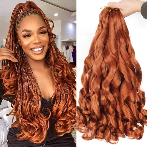 Miniatura 44 de WIPPORYA Cabello Rizado Francés para Trenzar de 24 Pulgadas, 6 Paquetes de Cabello Ondulado Suelto Elástico para Crochet Pre-Estirado 3.53