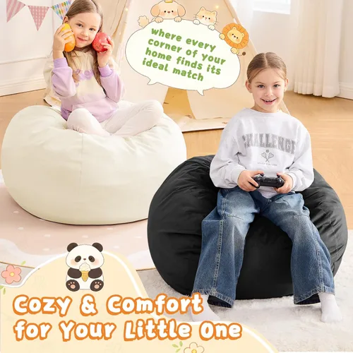 Miniatura 3 de Puf para niños – Silla redonda de espuma viscoelástica de 2.5 pies – Sofá puff para niños y adolescentes con funda de microfibra suave – Sofá