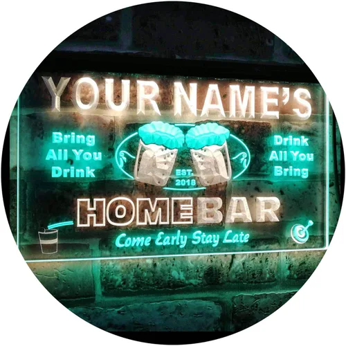 Miniatura 25 de Letrero luminoso Custom Home Bar Beer de neón; personalizado con nombre Blanco