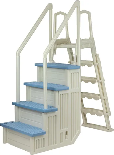 Miniatura 11 de Aqua Select Everest en escalones de piscina Blanco perla con peldaños gris nube para piscinas sobre el suelo Montaje en cubiertas de 48 a 54