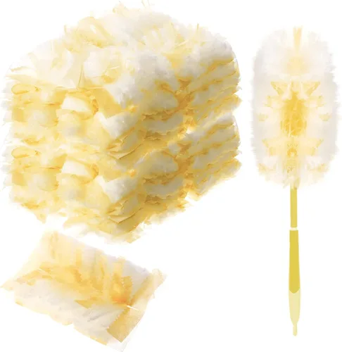 Miniatura 16 de Vesici 100 piezas de repuesto de plumero compatibles con Swiffer Dusters desechables a granel, repuesto grueso con 1 mango resistente para limpieza