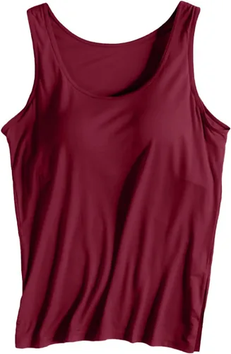 Miniatura 25 de Camiseta sin mangas con brasier integrado para mujer, sin mangas, correa ancha, ropa de dormir básica, para entrenamiento, yoga, camisola acolchada