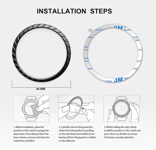 Miniatura 4 de BaiHui - Anillo de bisel compatible con Galaxy Watch de 1.81 pulgadas / Galaxy Gear S3 Frontier y anillo bisel clásico, cubierta de protección