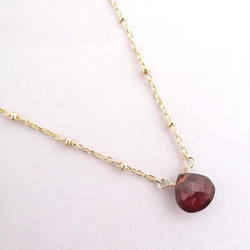 Miniatura 18 de Collar con colgante de piedra natal con piedra preciosa genuina, relleno de oro de 14 quilates, 18 pulgadas