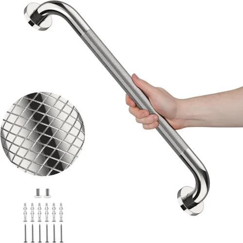 Miniatura 9 de Barras de agarre de ducha de 16 pulgadas para bañeras, paquete de 2 barras de agarre de baño de acero inoxidable, riel de seguridad moleteado