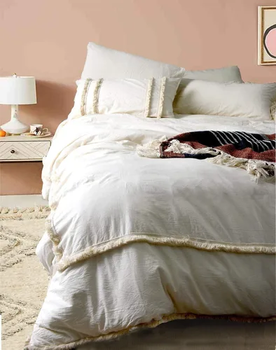 Miniatura 15 de Edredón hippie puro con borlas para dormitorio, manta bohemia con flecos indios, funda de edredón de algodón para mujer con fundas de almohada