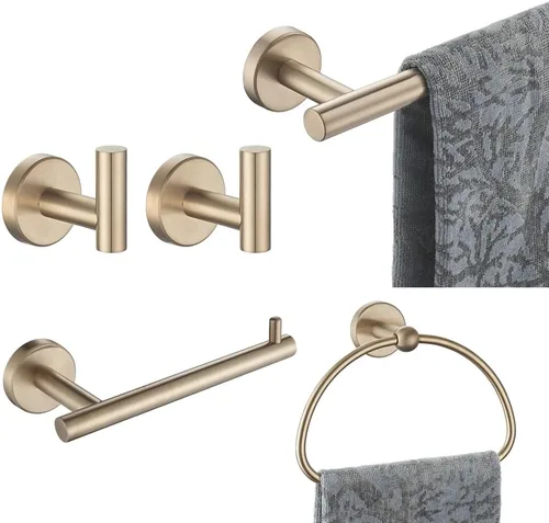 Miniatura 13 de JQK BAS165-BN - Juego de accesorios de baño de 5 piezas, acabado cepillado, incluye barra de toalla de 24 pulgadas, anillo de toalla de 7 pulgadas