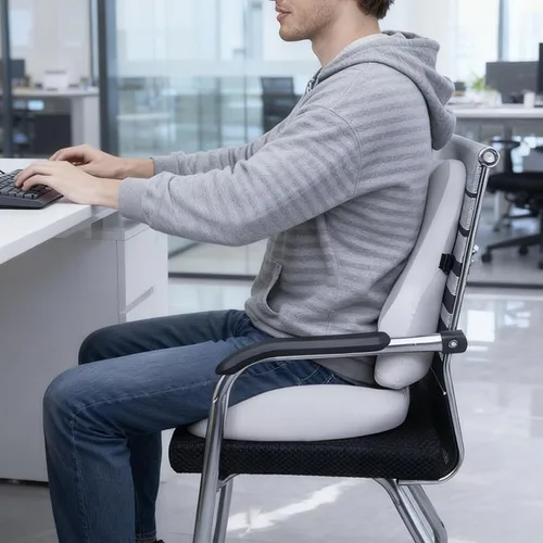 Miniatura 3 de Cojín de asiento de espuma viscoelástica y almohada de apoyo lumbar para silla de oficina, almohadilla ergonómica antideslizante para alivio