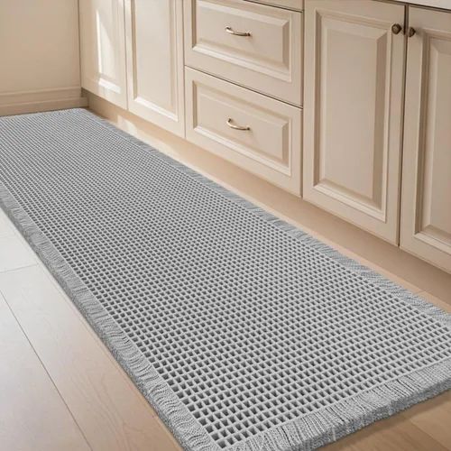 Miniatura 59 de IM HOME Tapete de baño de punto gofre, color caqui, de 24 x 17 pulgadas, tejido bohemio, moderno, absorbente, antideslizante, suave, lavable