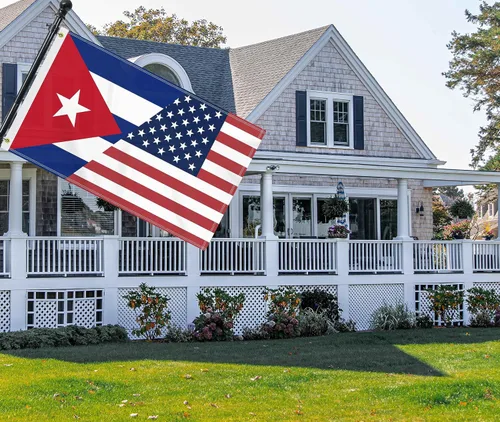 Miniatura 5 de Bandera de Cuba de Estados Unidos de 3 x 5 pies, gran pancarta cubana de América 150D para exteriores, impresión de doble cara, decoración americana