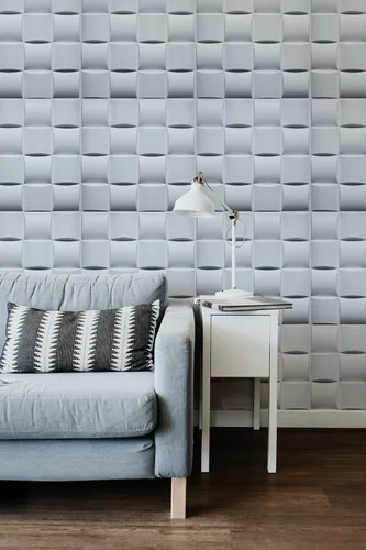 Miniatura 4 de Dundee Deco Paneles de pared 3D - Paneles de pared de PVC blanco pintables a cuadros modernos para decoración de paredes interiores, paquete de 10