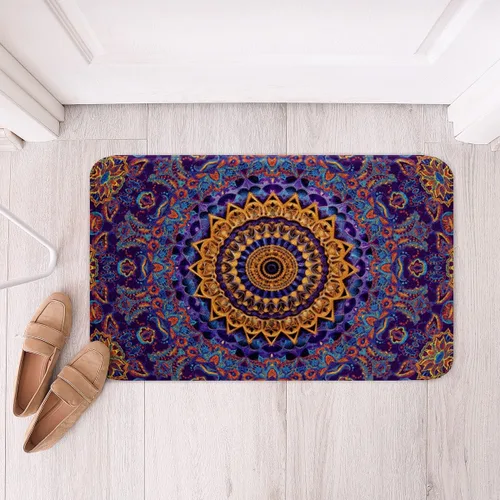 Miniatura 27 de Erosebridal Alfombras de baño vintage art decó, alfombra de baño antideslizante con medallón oriental rojo, 16 x 24 pulgadas, estilo bohemio, turco
