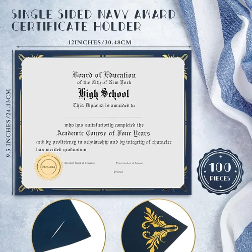 Miniatura 2 de Fainne 100 unidades de papel de aluminio para certificados, 8.5 x 11 pulgadas, cubierta de diploma de premio de una sola cara para cartulina, papel